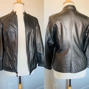 Alfani Silver Leather Jacket Blazer (Like New)